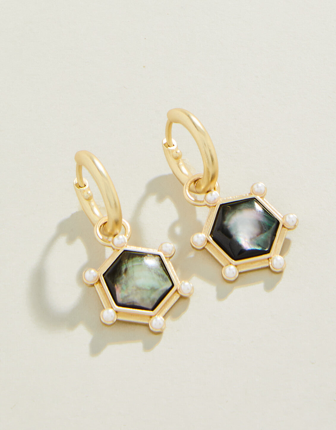 Hexa Convertible Hoop Earrings Grey MotherofPearl