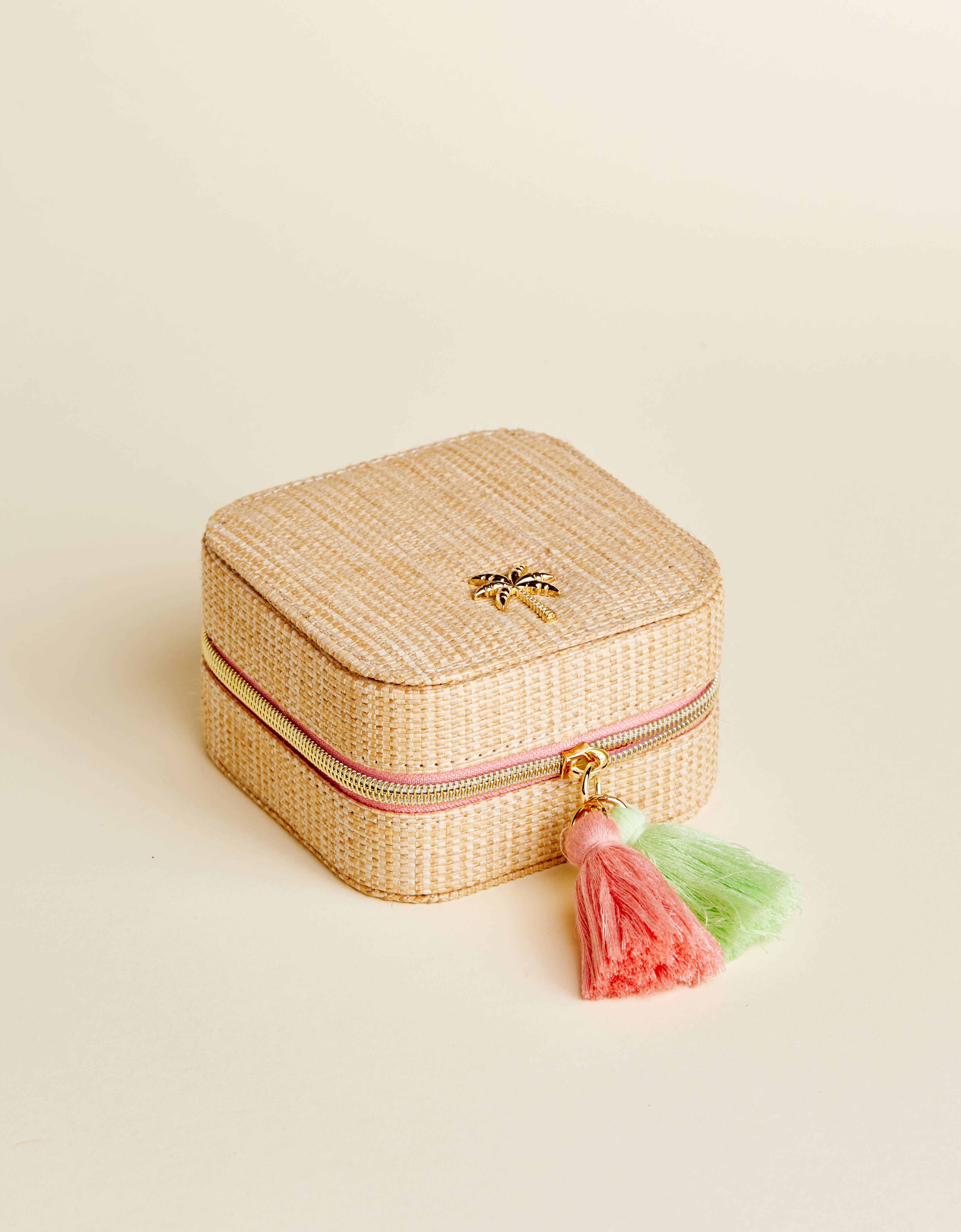 Boho Jewelry Mirror Travel Case Palm Tree - Main Image