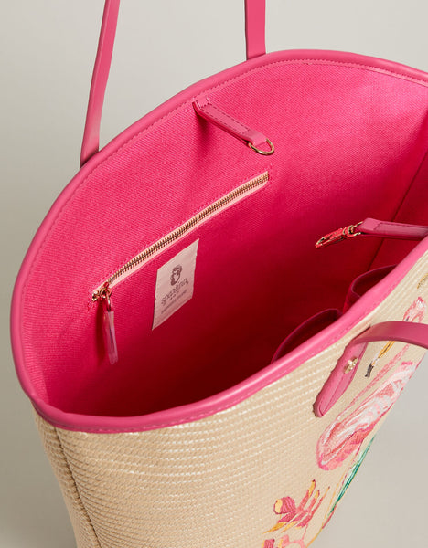 Straw Beach Tote Tropic Flamingo - $136.00