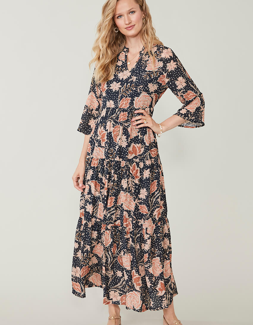 Maisie Midi Dress 1859 Lighthouse Starry Floral Slate