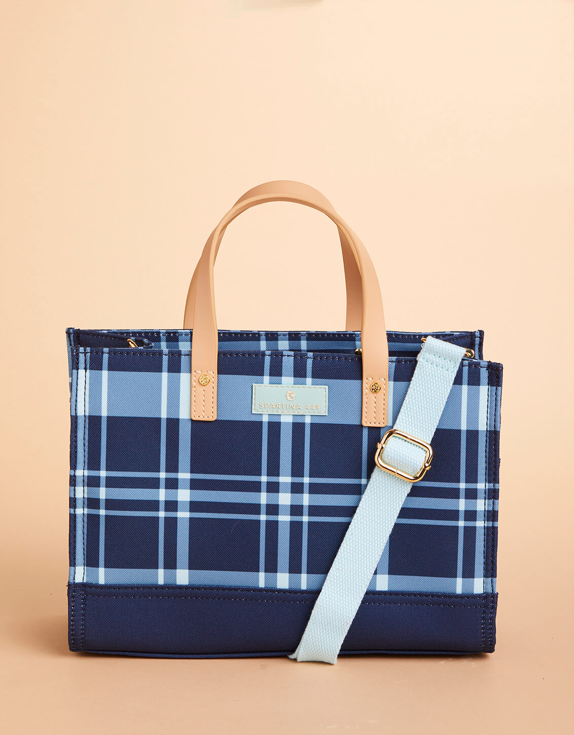 Golf Crossbody Tote Clara Bluestone Plaid - $74.00