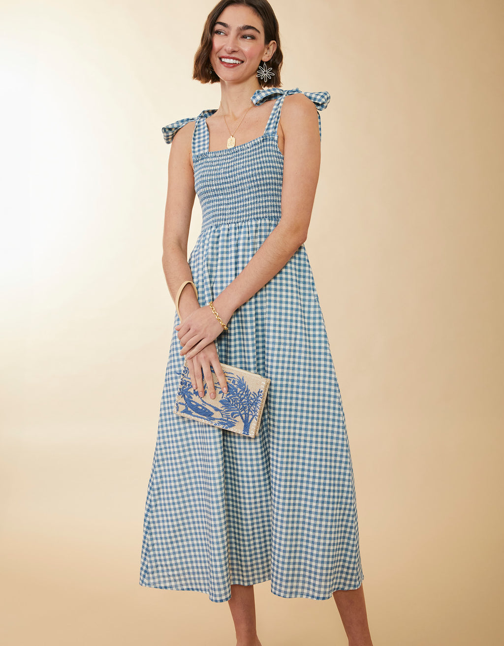 Saylor Midi Dress Clara Gingham Bluestone - $107.20 Saylor Midi Dress Clara Gingham Bluestone - $107.20