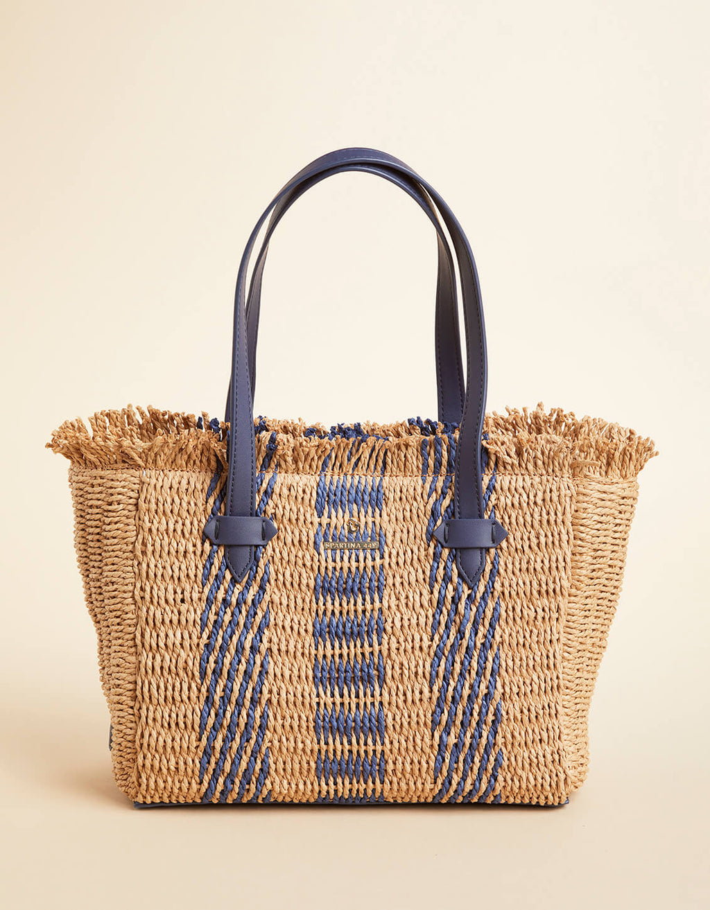 Straw Bag Navy Stripe - $130.80