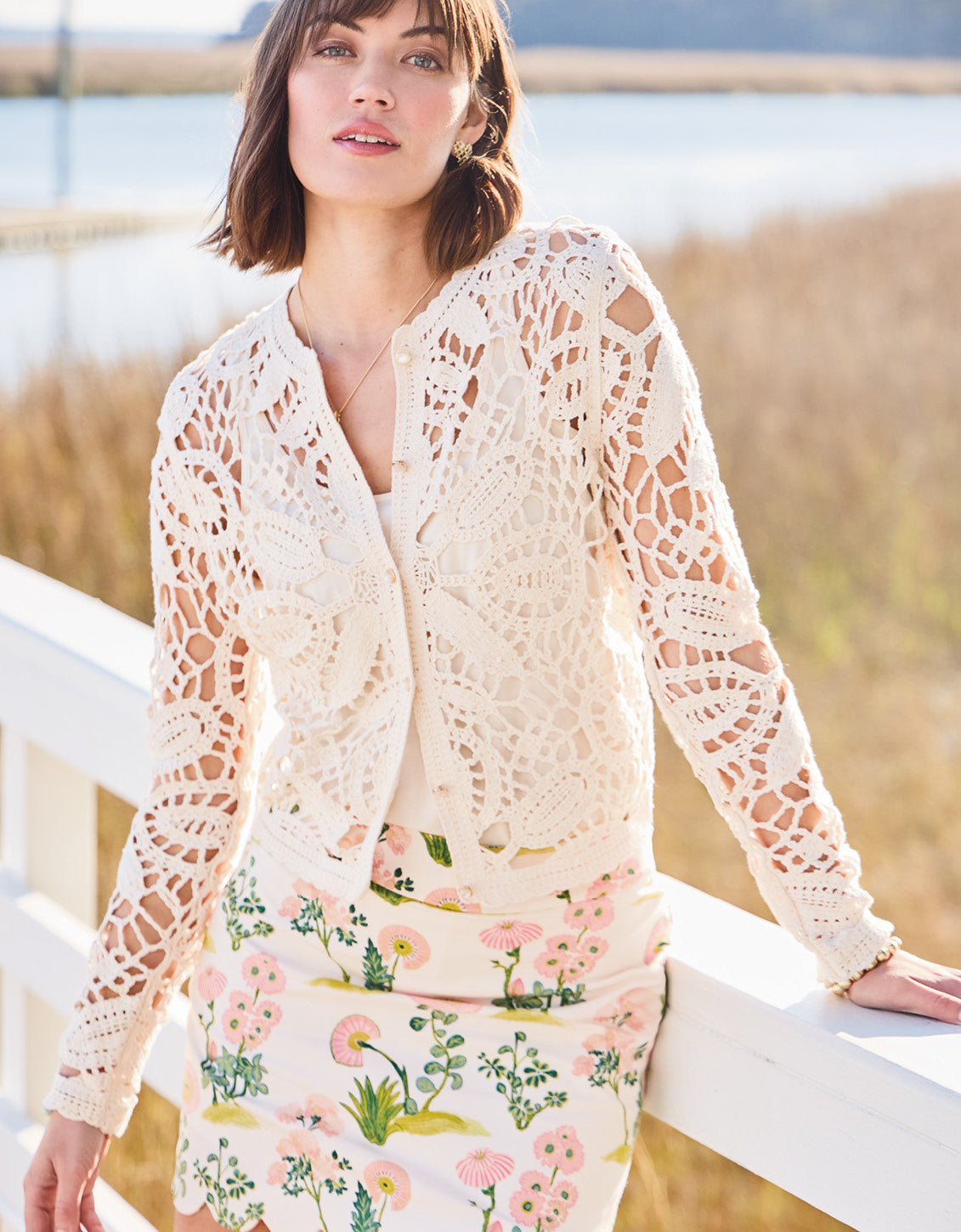 Jordyn Crochet Cardigan Antique White - $158.40