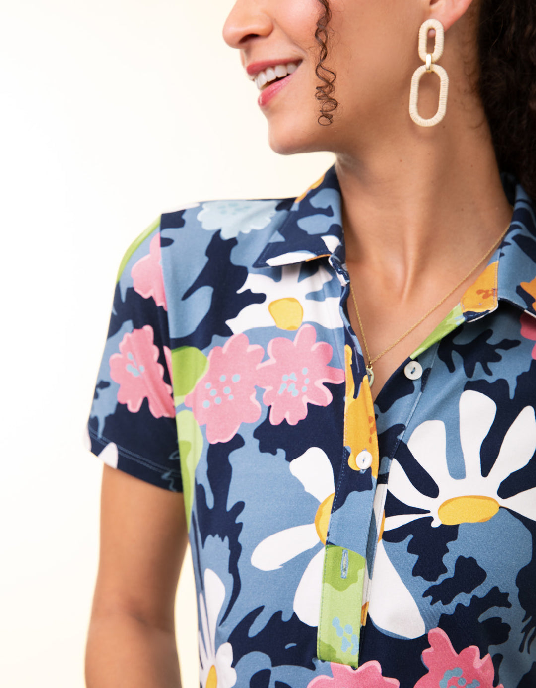 Joelle Polo Dress Strathy Hall Abstract Floral