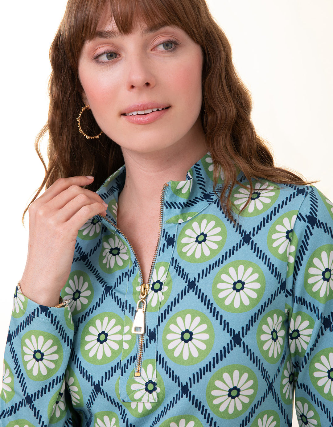 Strathy Hall Nora Half-Zip Top Strathy Hall Daisy Geo