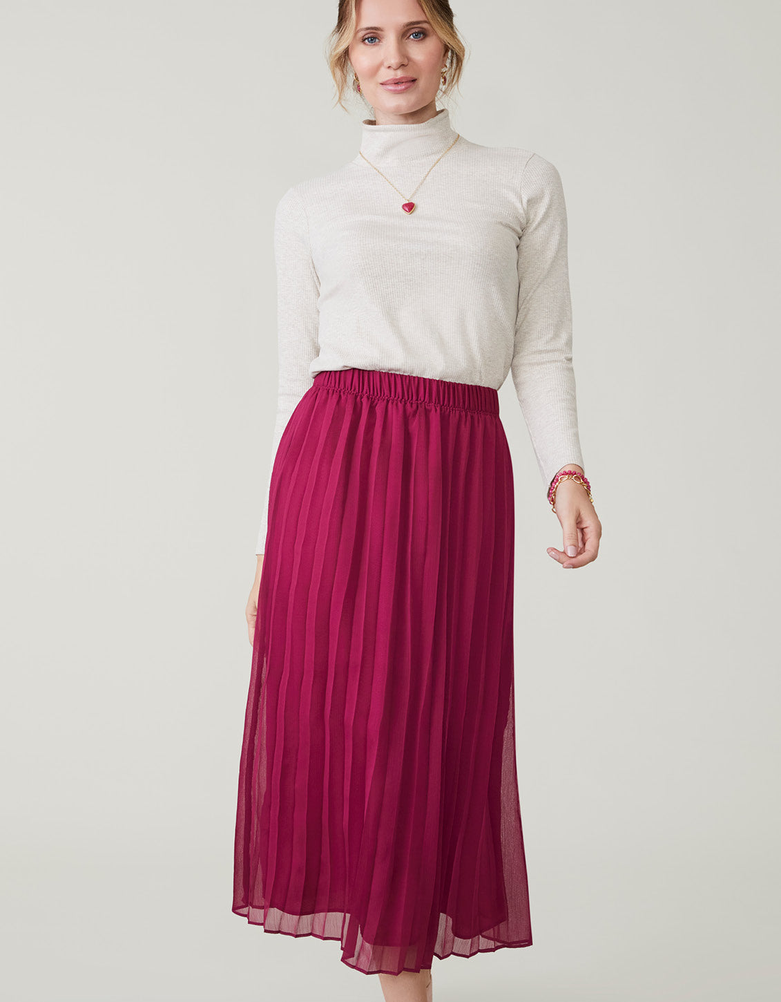 Strathy Hall Elvira Pleated Skirt Crimson Plum