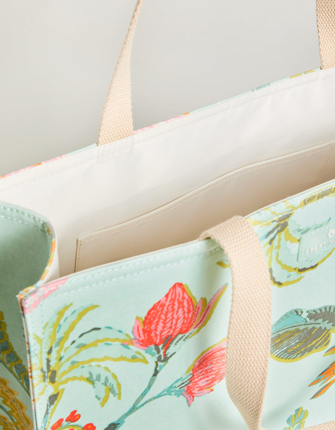 Market Tote Queenie Tropical Floral Sea Foam