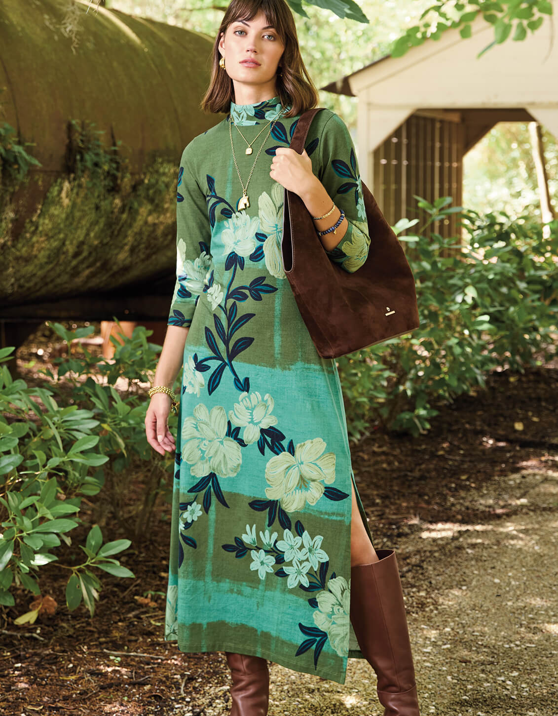 Naomi Midi Dress Serpentine Floral Pane Teal - $94.00
