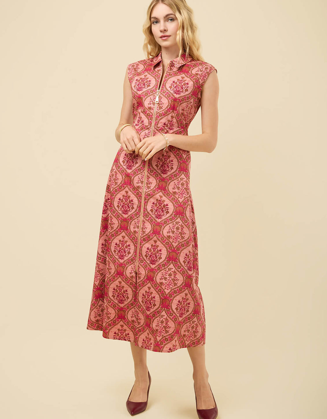 Lainey Shirt Dress Etta Damask Pomegranate