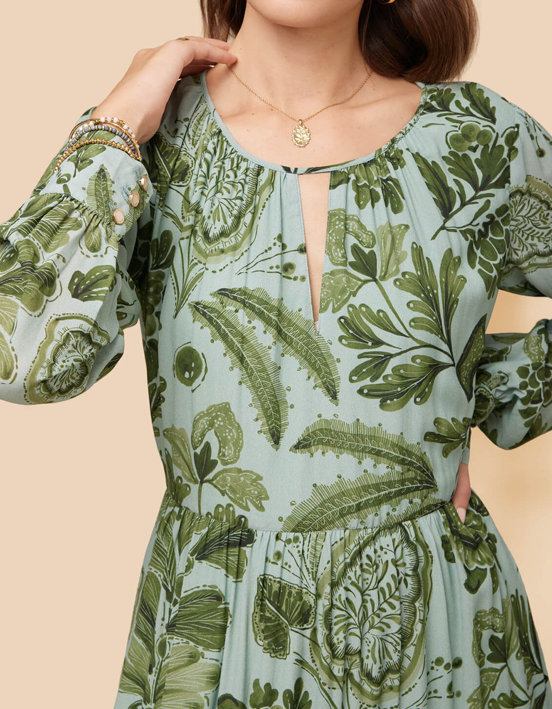 Andrea Midi Dress Serpentine Foliage Pesto andrea-midi-dress-serpentine-foliage-pesto
