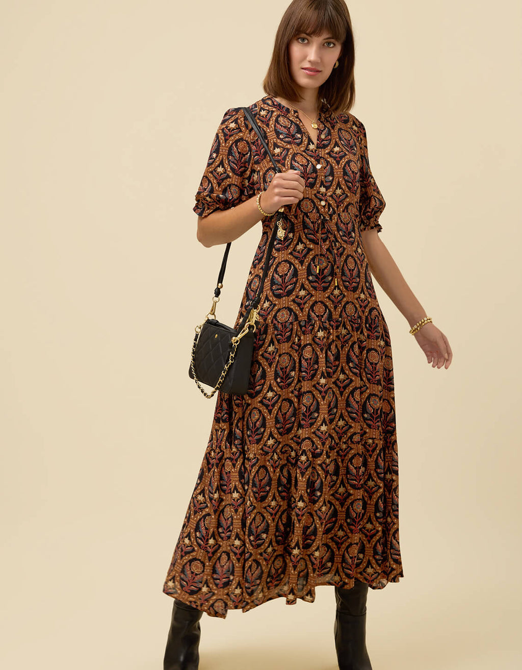 Lynette Midi Dress Guerard Estate Floral Black XL Lynette Midi Dress Guerard Estate Floral Black XL