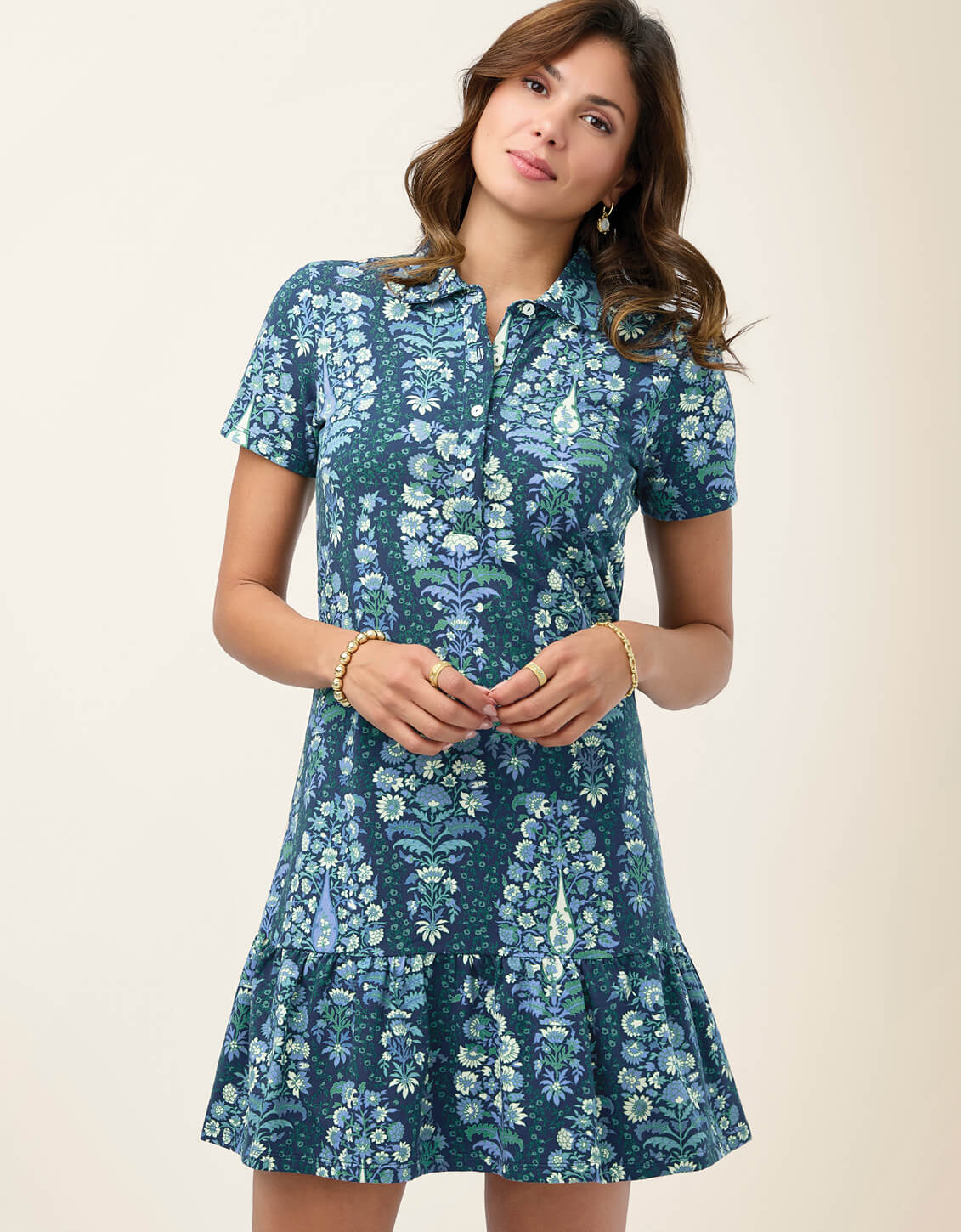 Joelle Polo Dress Flagler Floral Paisley Navy - $158.00