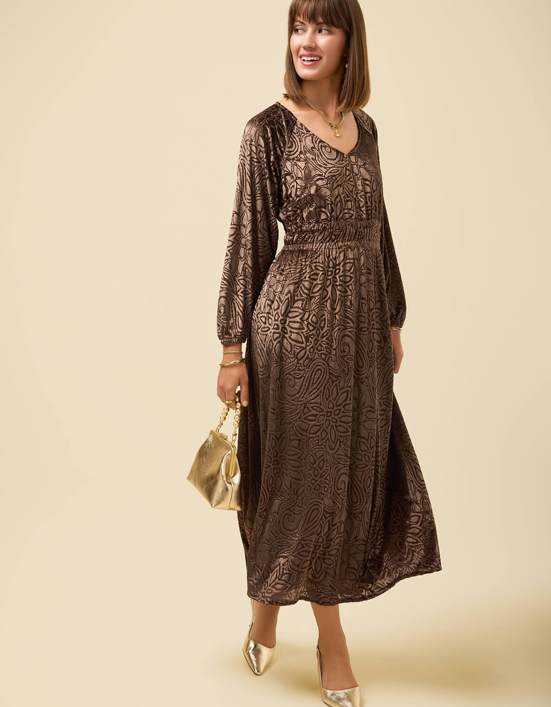 Fiona Midi Dress Etta Velvet Burnout - $180.70