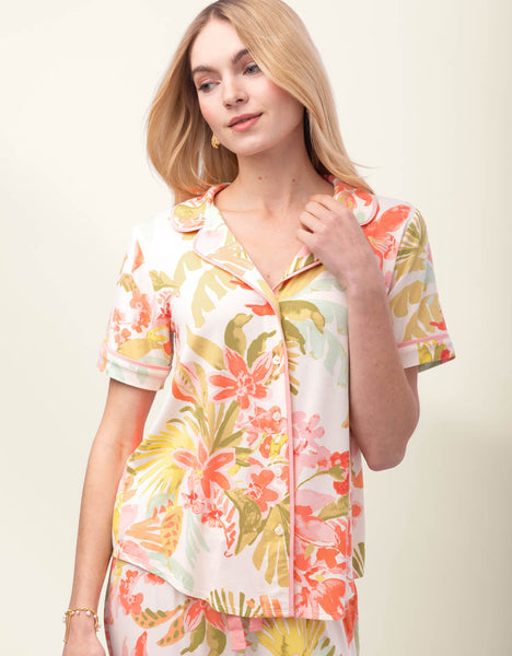 Short Sleeve Pajama Top Castillo Tropical - $82.00