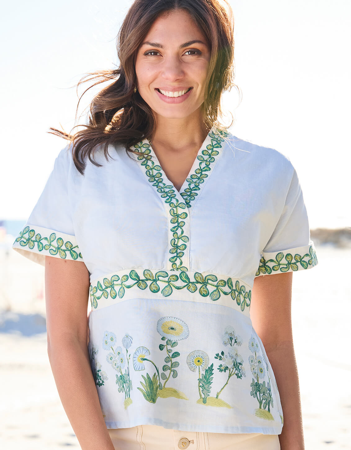 Natalee Blouse Flagler Floral Sprigs Blue - $182.40