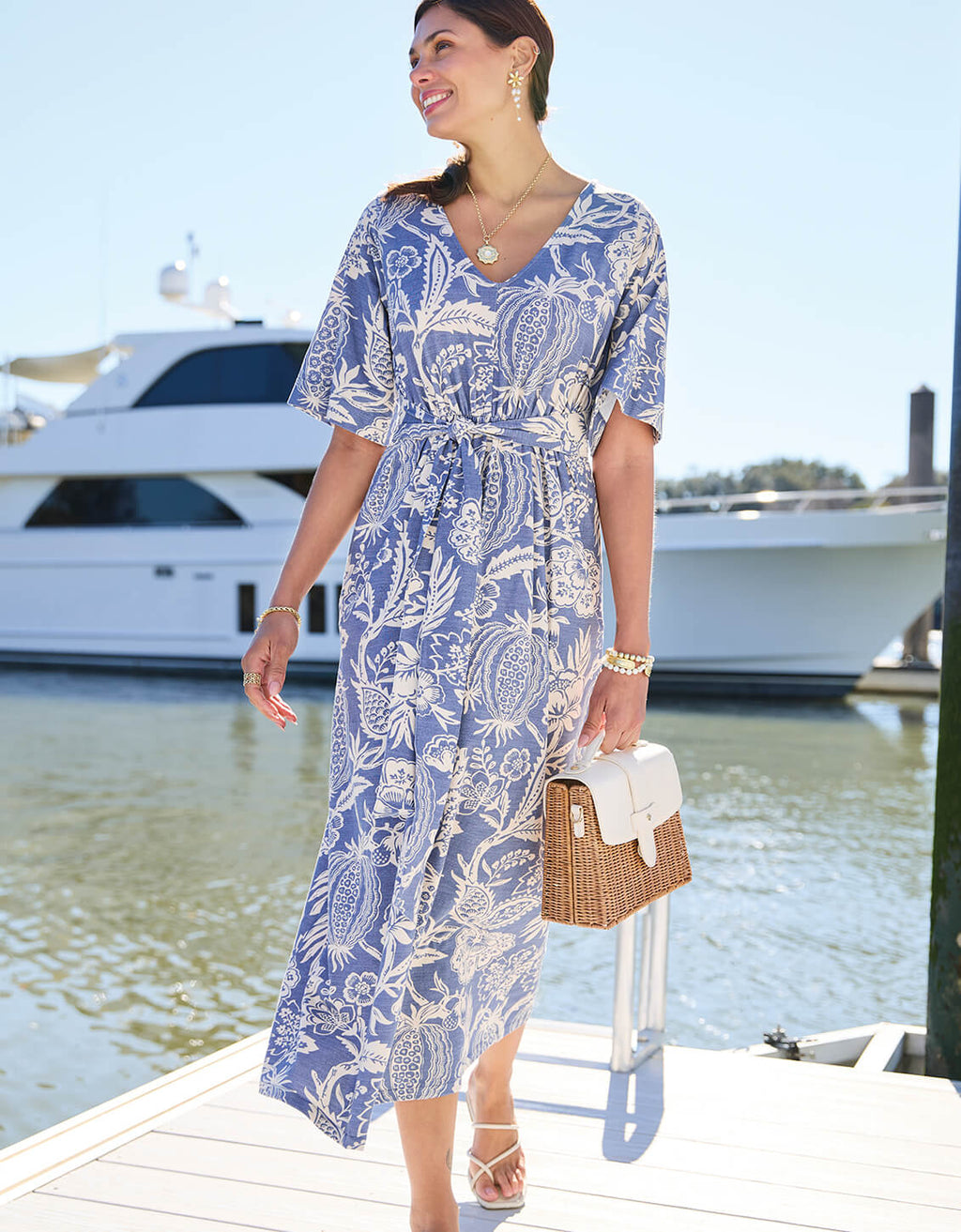 Adella Midi Dress Flagler Pods Blue - $248.00