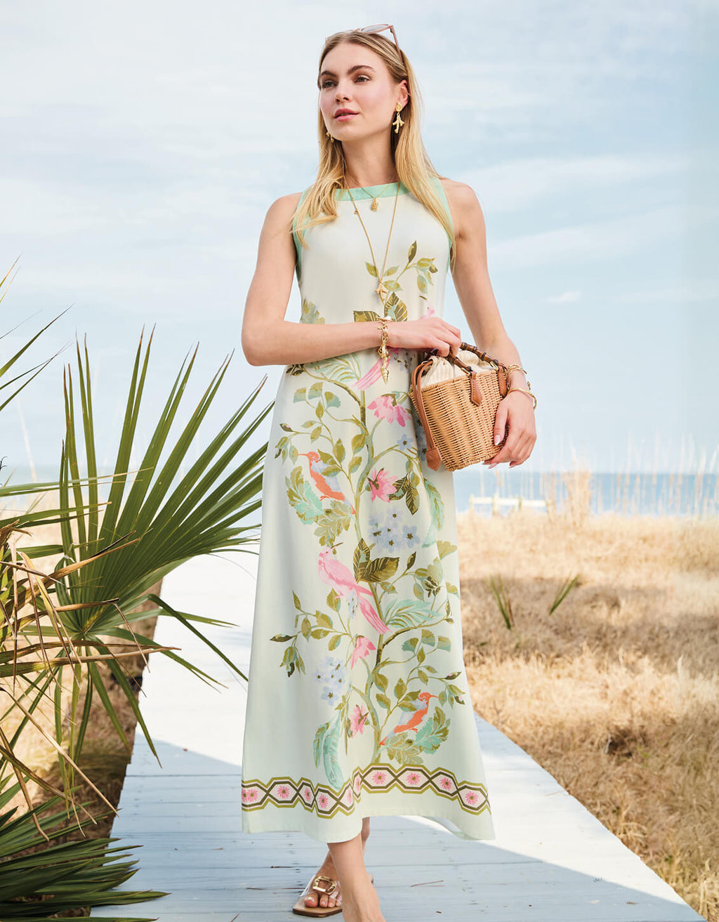 Dress Seafoam Green Backpack Madolyn Midi Dress Seawall Birds Seafoam