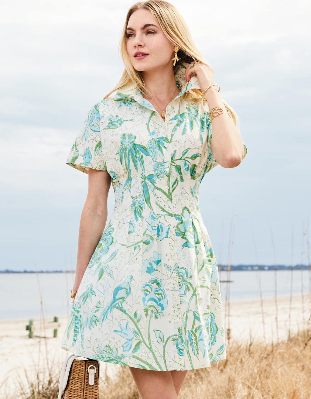 Cecily Shirt Dress Seawall Branches XXS