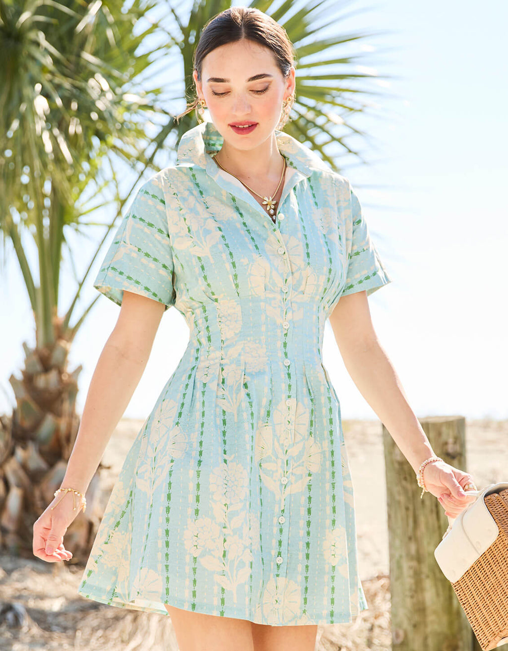Cecily Shirt Dress Summer Trellis XL