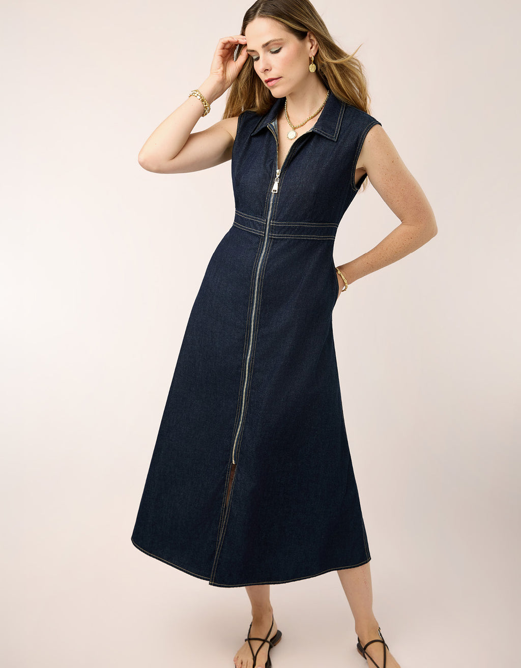 Lainey Denim Dress Dark Bayou Rinse Wash