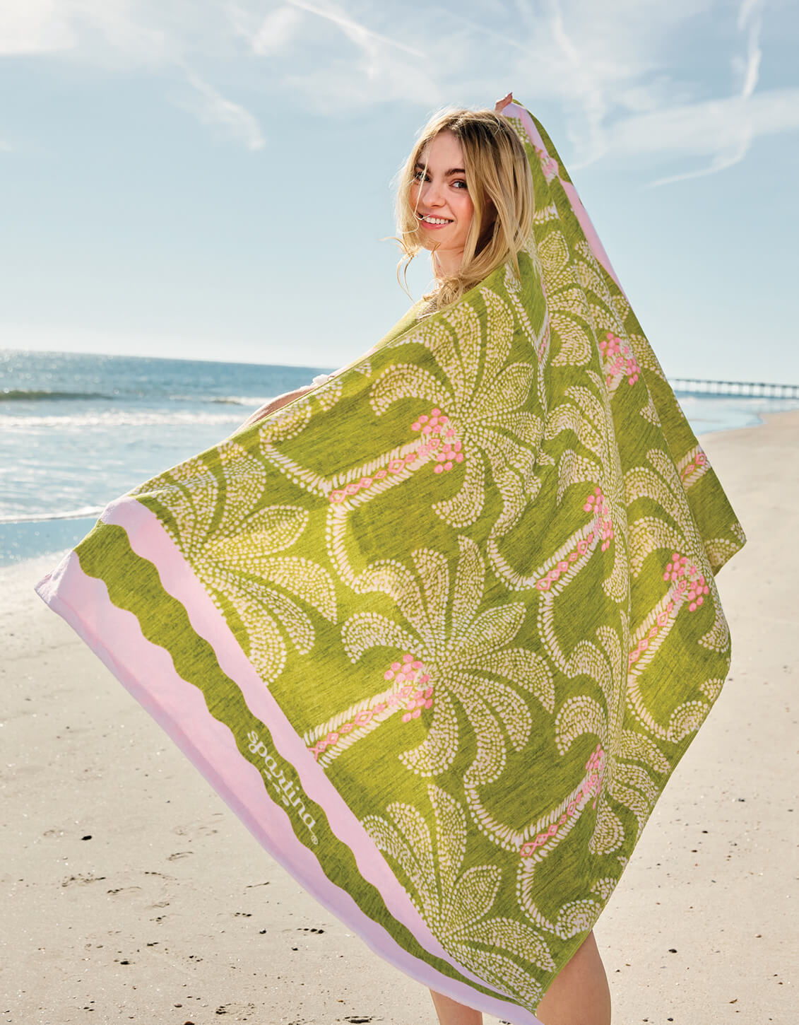 Beach Towel Castillo Green Palms - $42.00