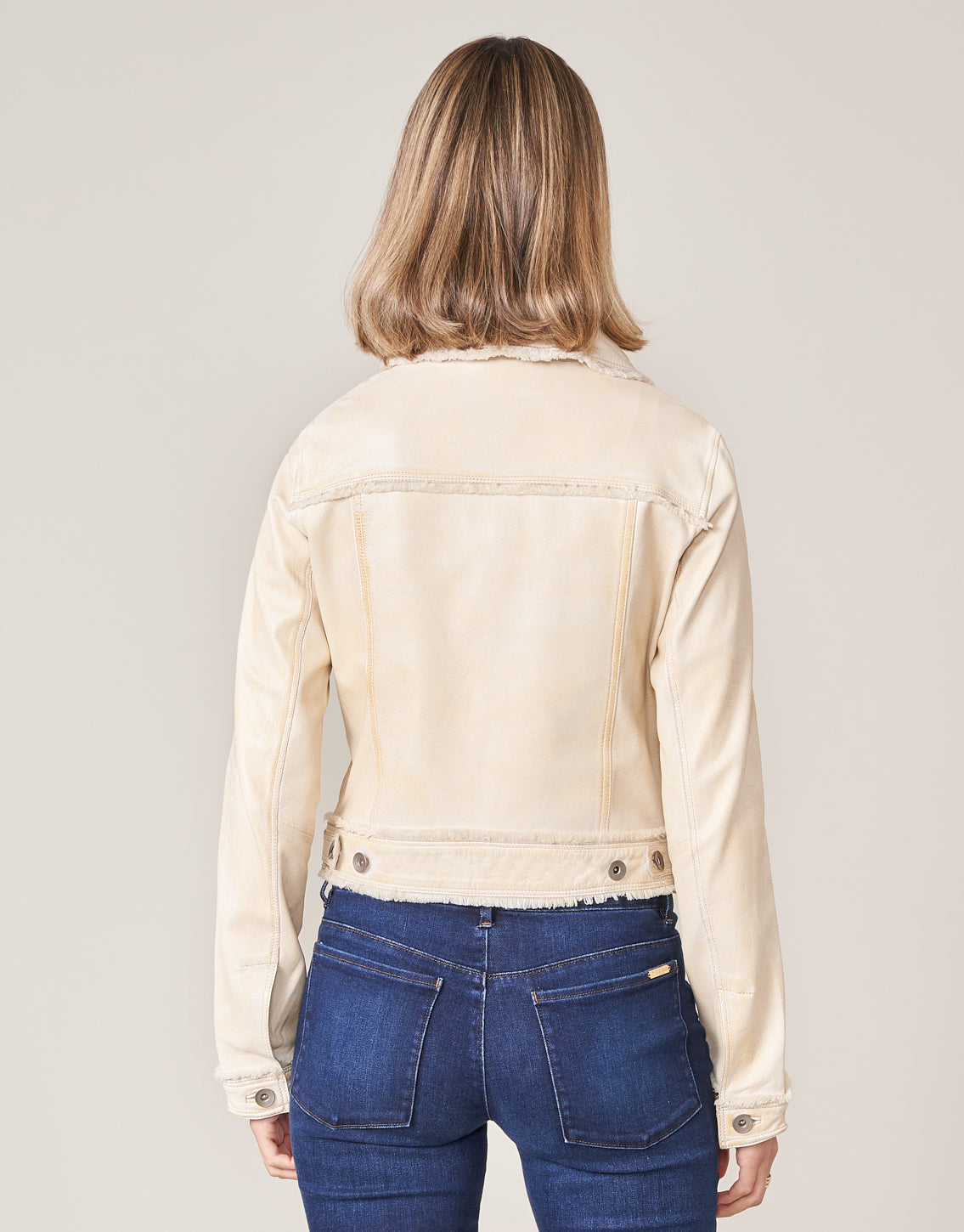 Hayden Leather Jacket Vintage Ecru