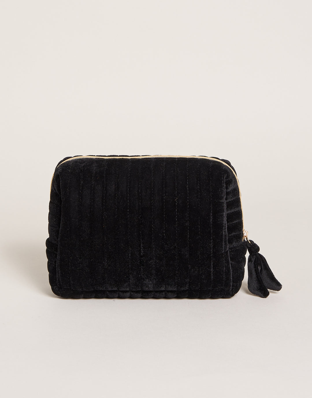 Velvet Quilted Cosmetic Bag Black