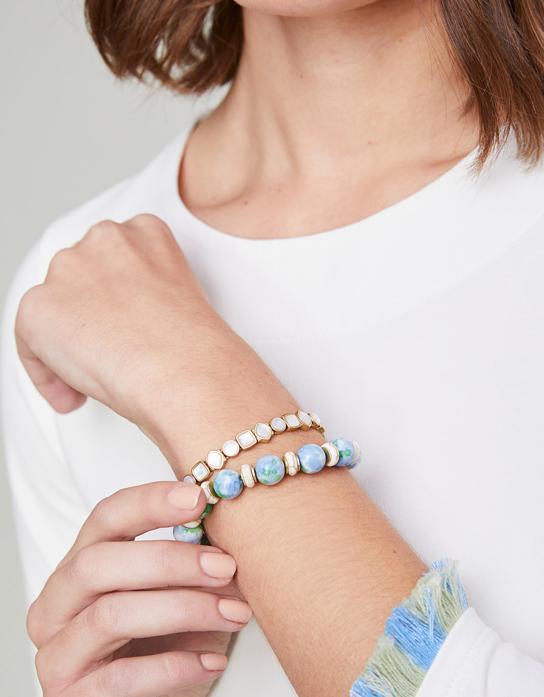 Etta Small Rectangle Stone Stretch Bracelet main image 0