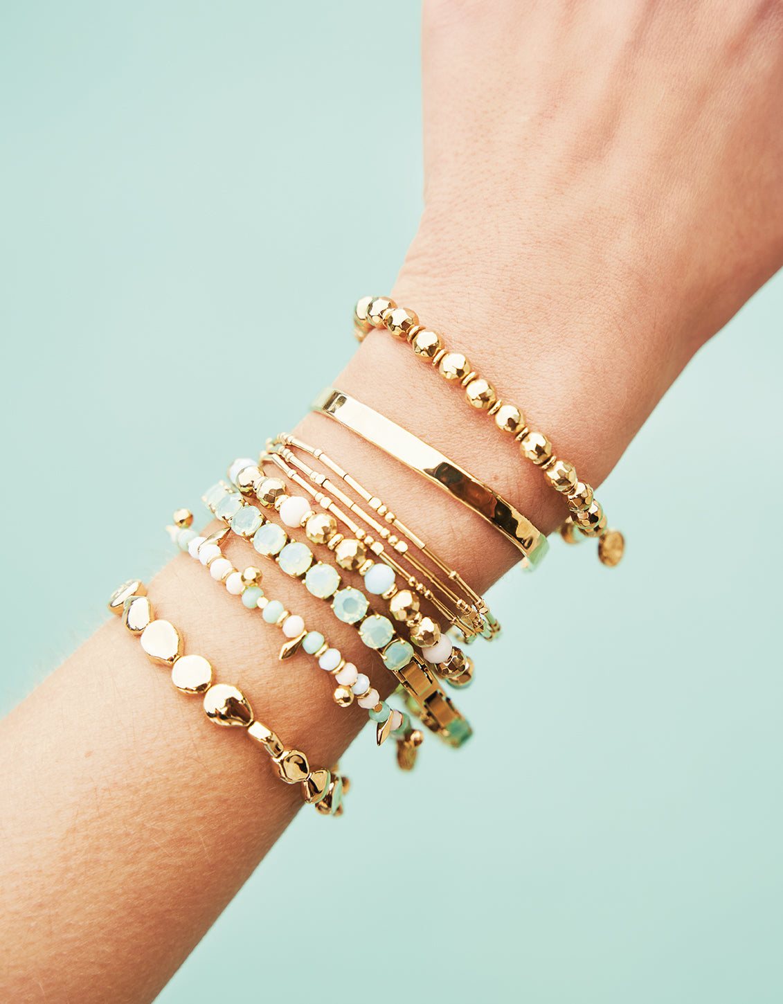 Alco-Seaside Stretch Bracelets- Gold