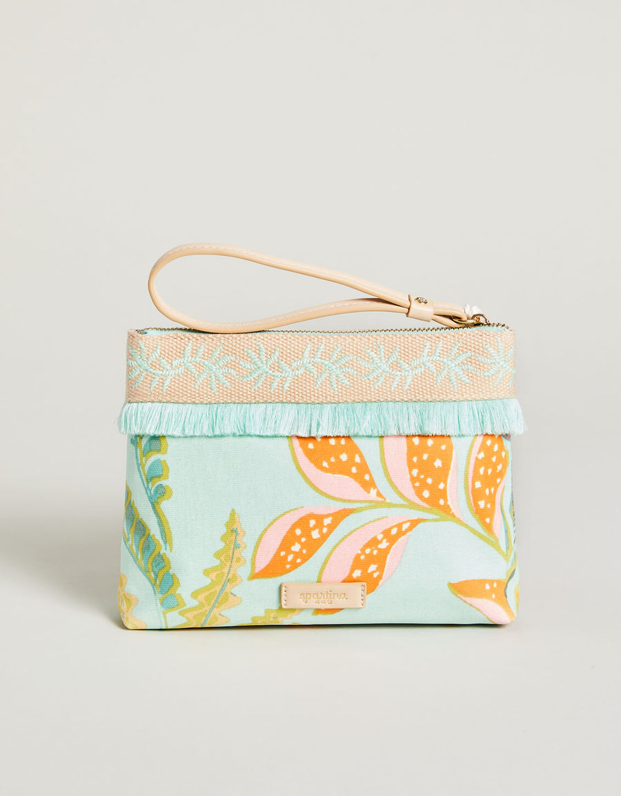 Carina Wristlet Queenie Tropical Floral Sea Foam