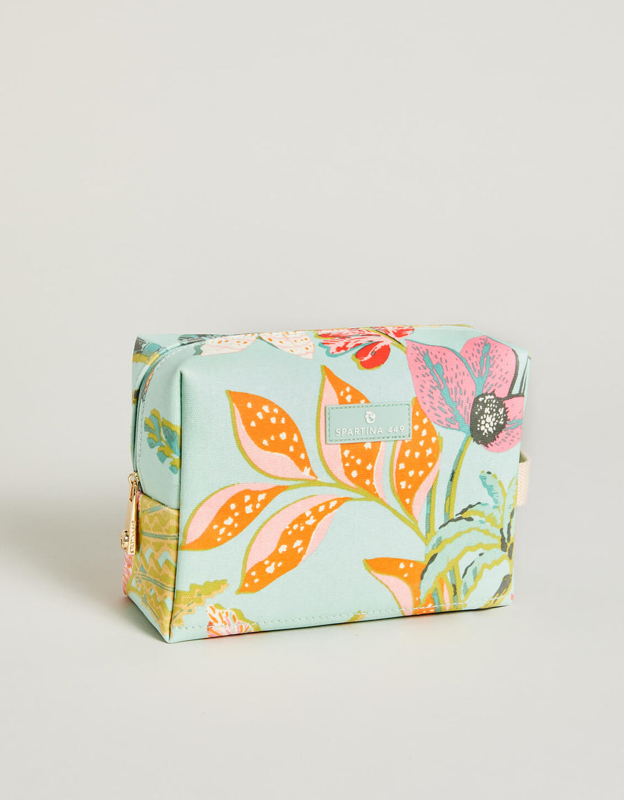 Cosmetic Case Queenie Tropical Floral Sea Foam