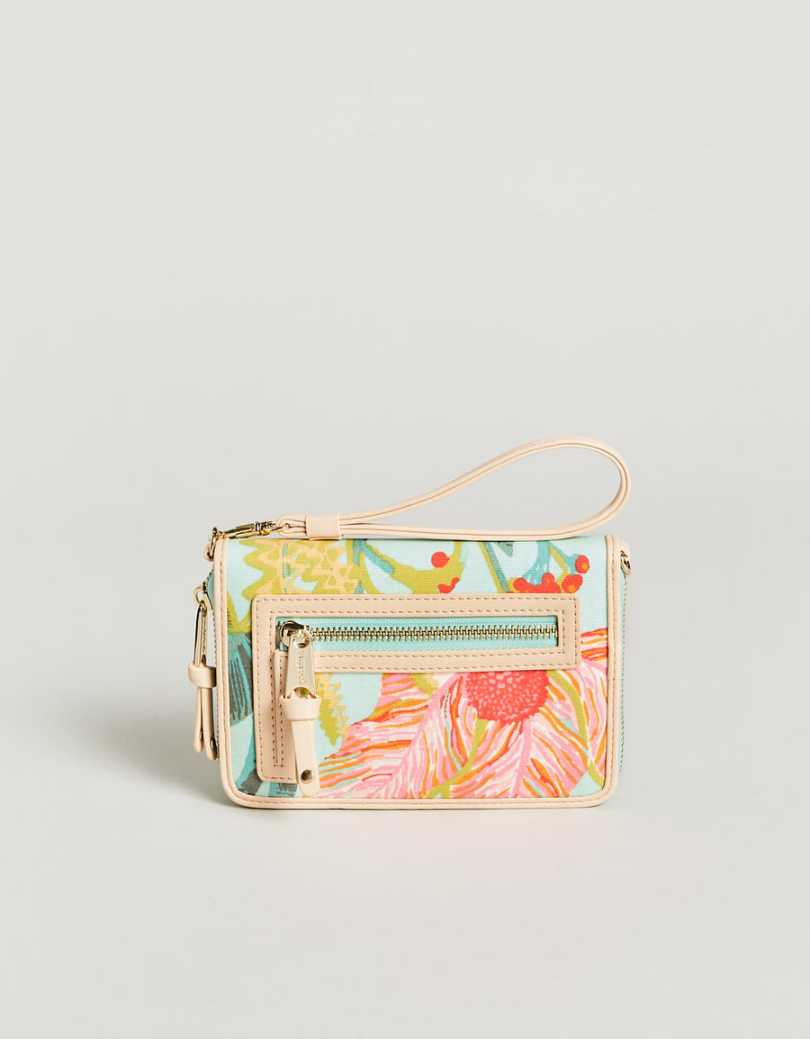 Multi Phone Wallet Queenie Tropical Floral Sea Foam