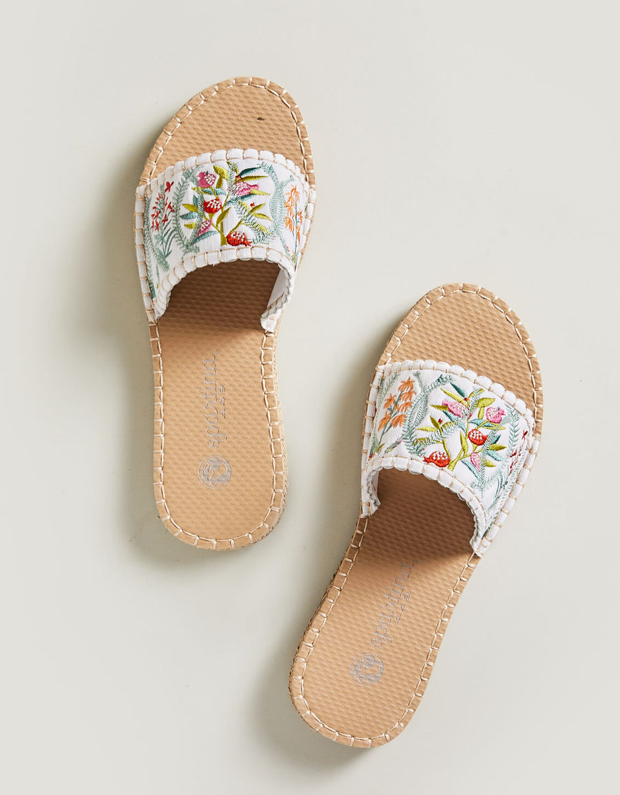 Spartina 449 x Sea Star Cabana Slides Queenie Topiary White Denim