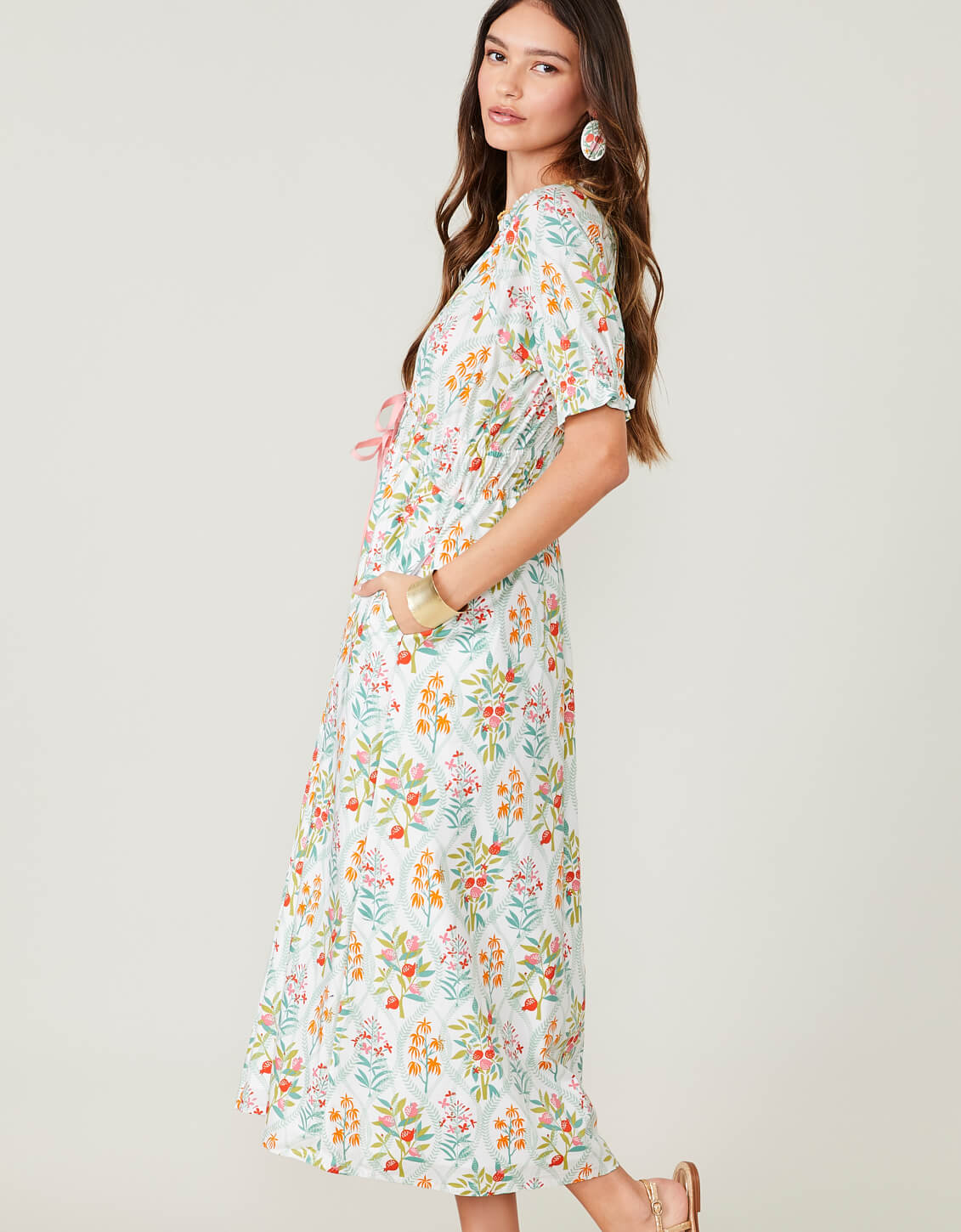 Joanie Midi Dress Queenie Topiary White