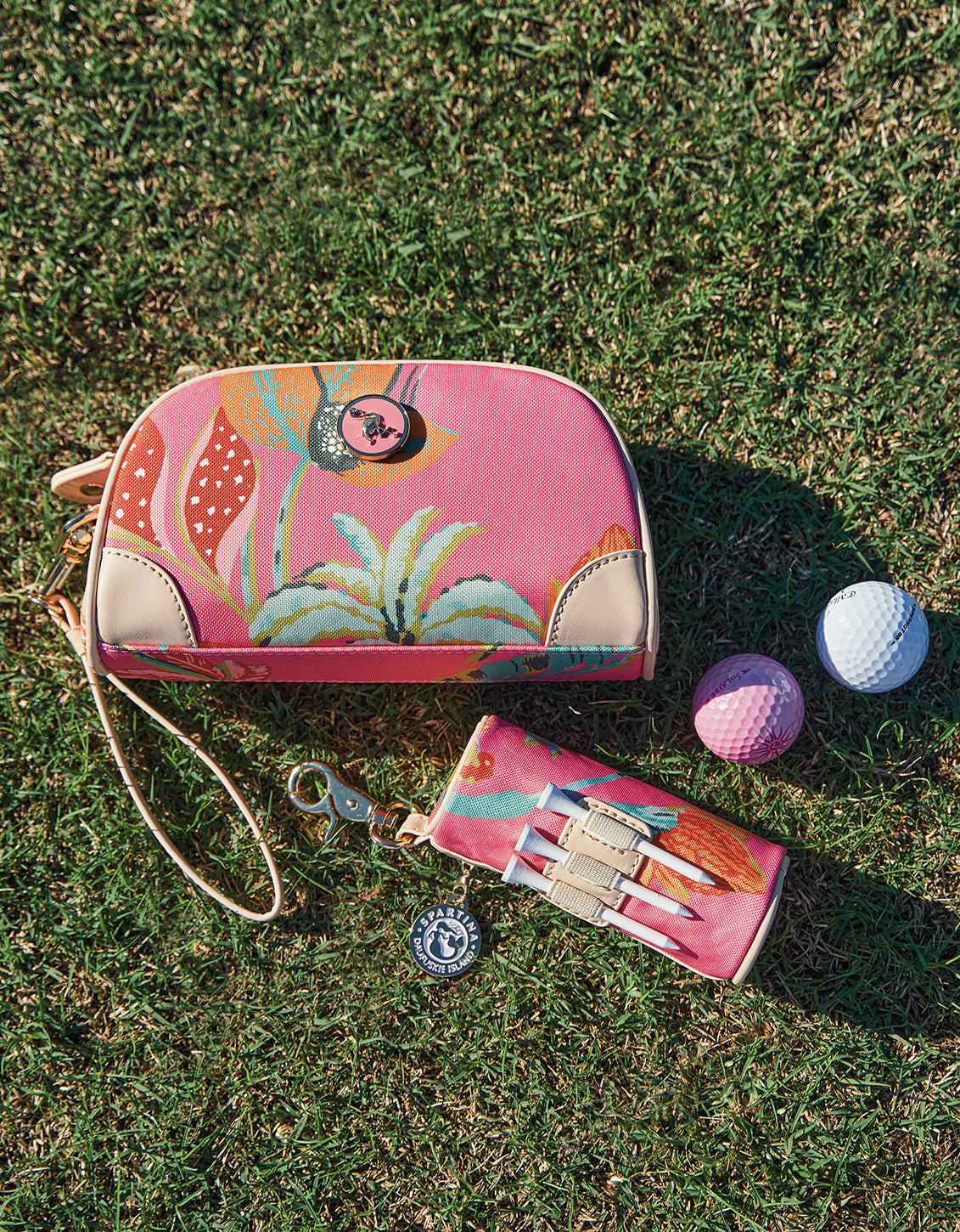 Golf Accessory Pouch LW Queenie Tropical Floral Pink