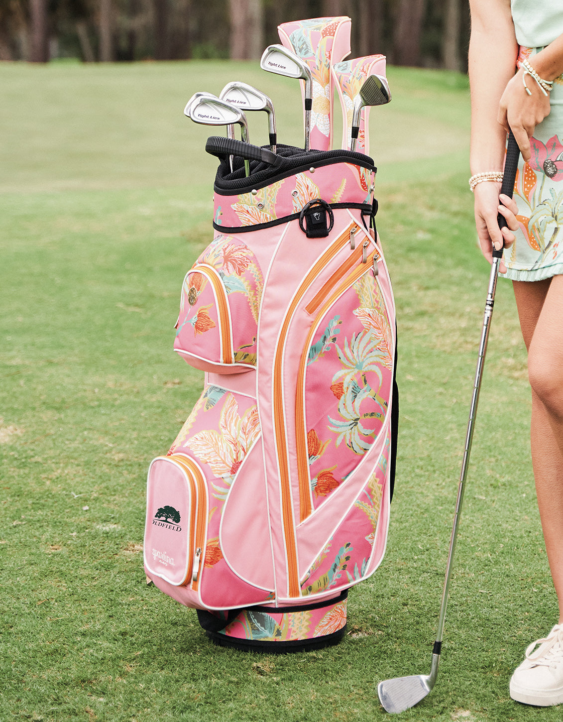 Golf Cart Bag Queenie Tropical Floral Pink golf-cart-bag-queenie-tropical-floral-pink