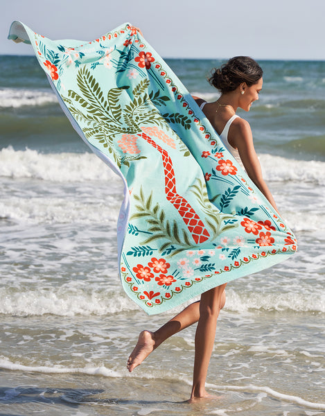 Faraway Blooms & Pool Tide Beach Towels - Set of 2