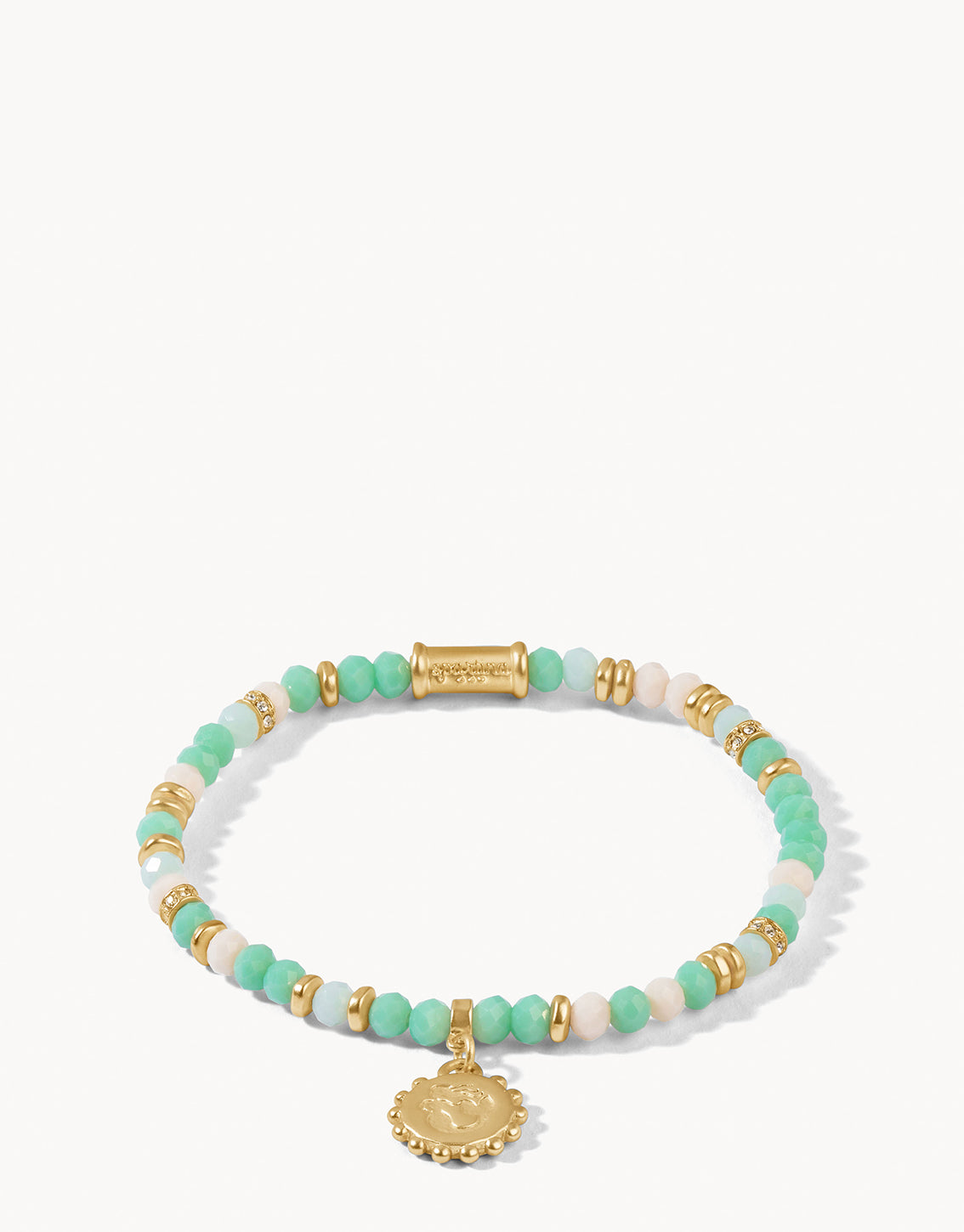 Beach Stretch Bracelet Gold Aqua