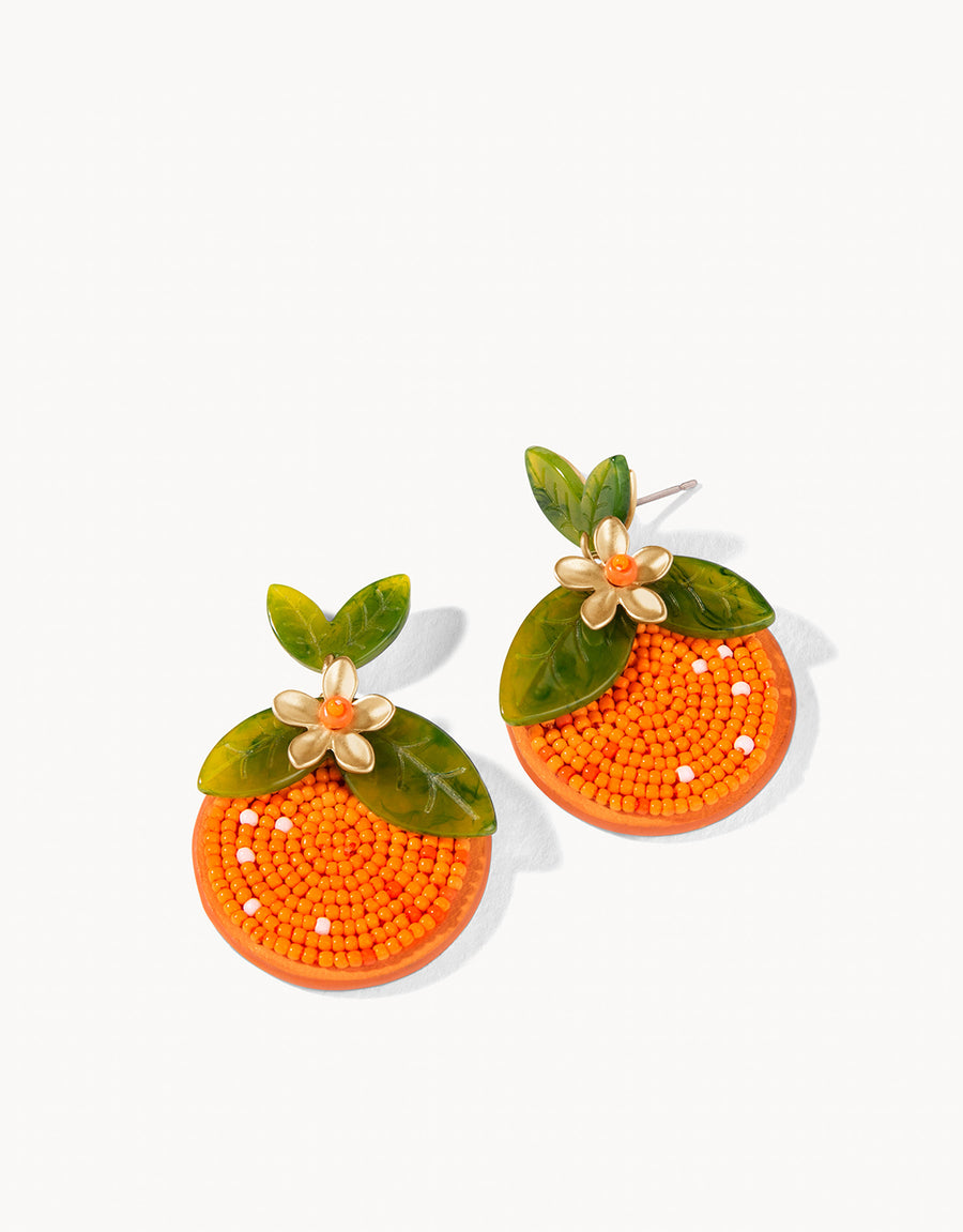 Beach Orange Beaded Earrings Orange