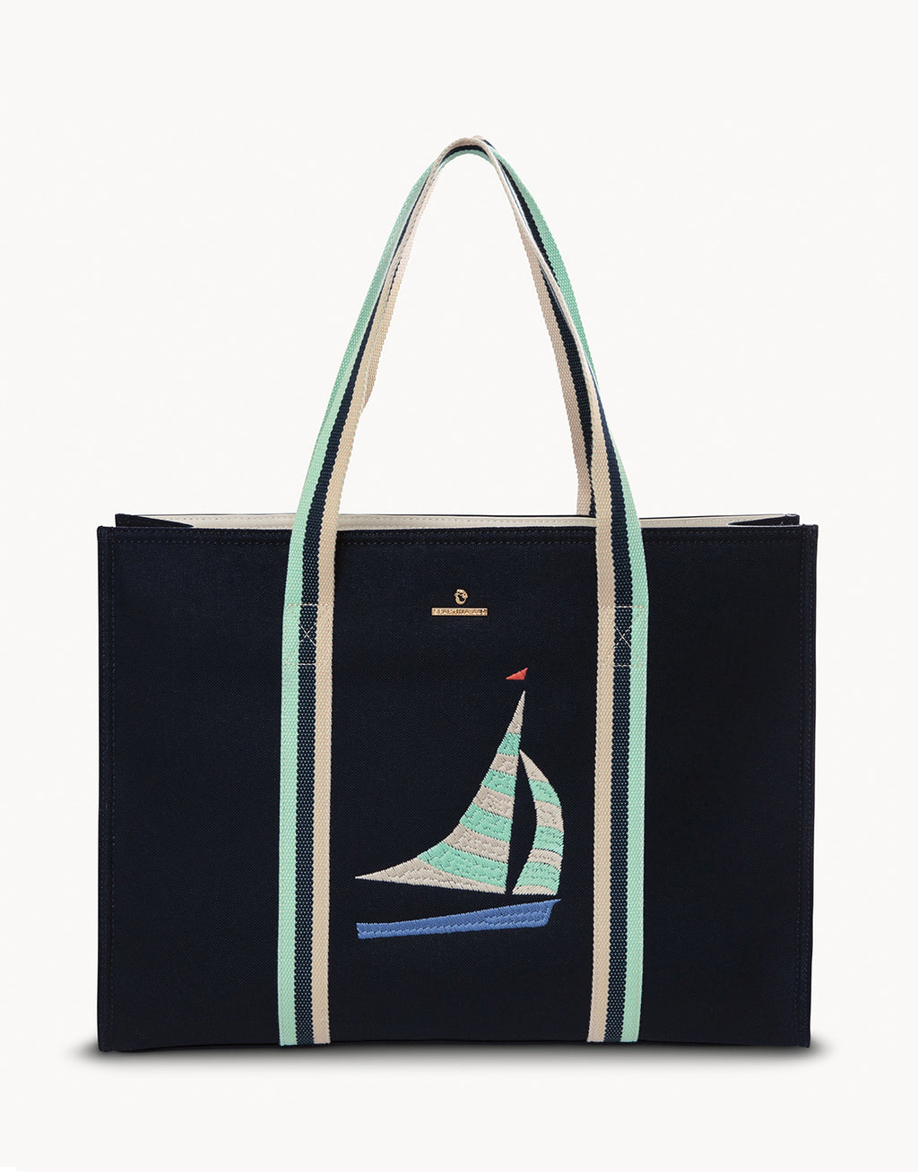 canvas travel tote sail bag marine store Hand Painted Mini or daily commutes Sailboat Carry All Tote Navy