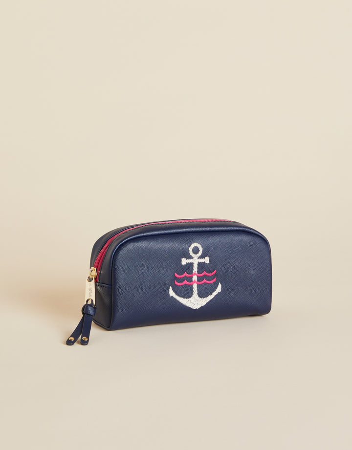 Vinyl Cosmetic Bag Navy Anchor